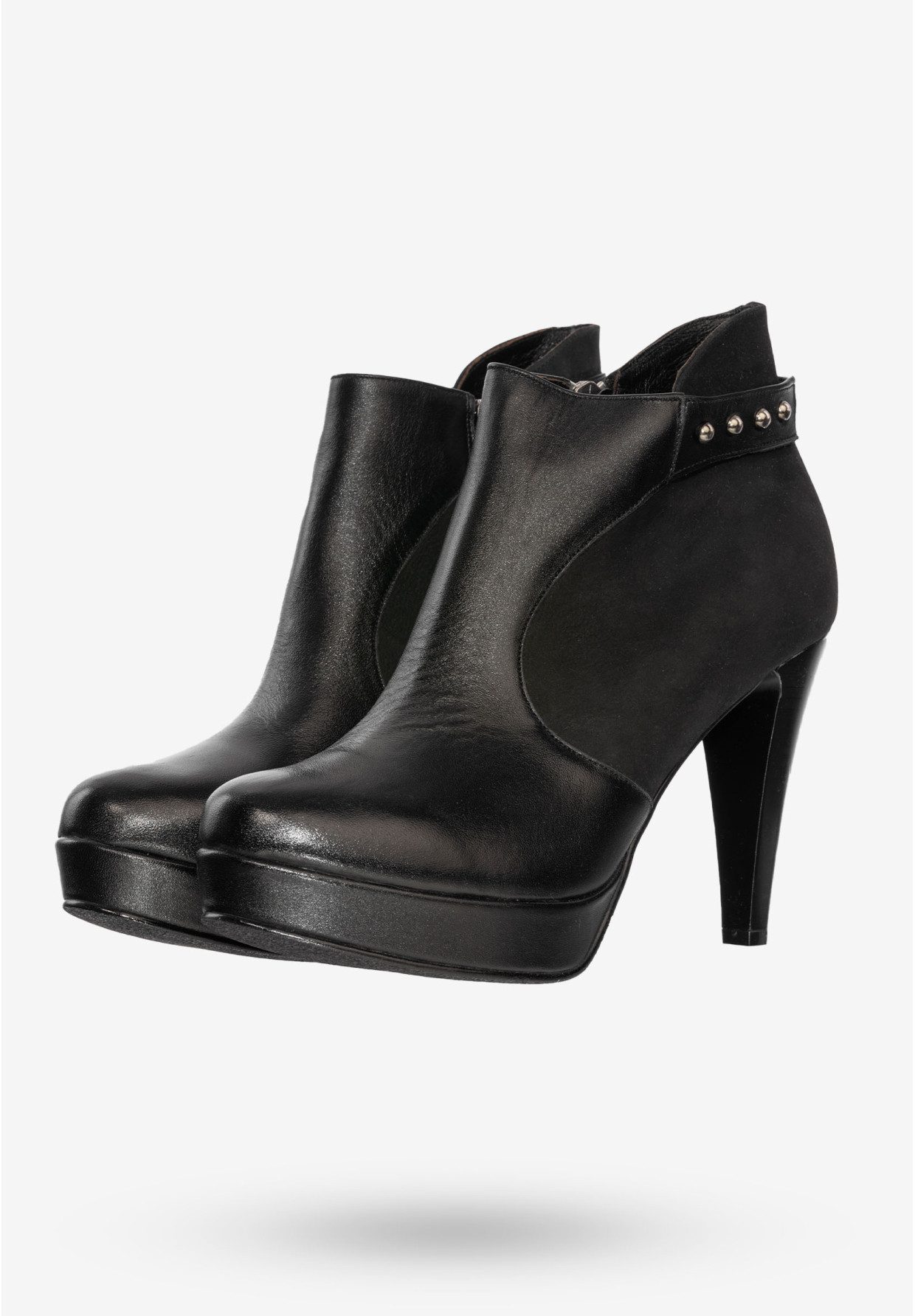 Buty Damskie Botki Skórzane Na Obcasie Na Zimę Modne Czarne Korda 1226