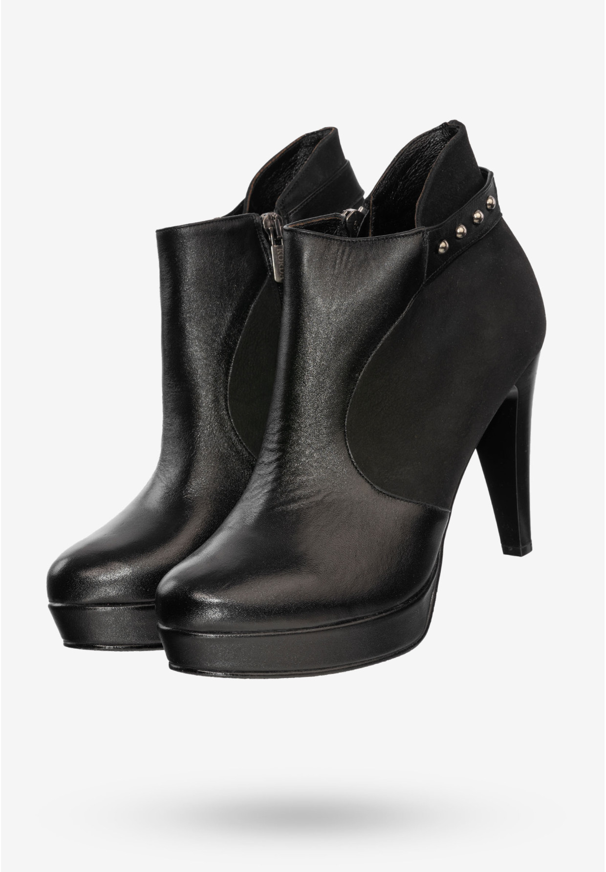 Buty Damskie Botki Skórzane Na Obcasie Na Zimę Modne Czarne Korda 1226