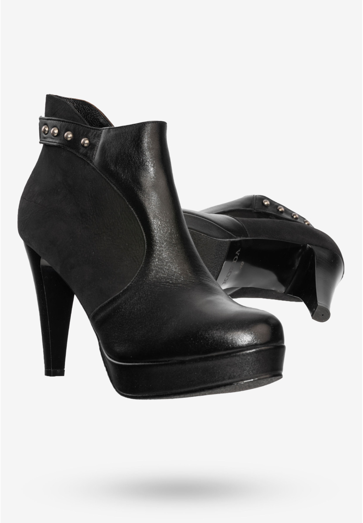 Buty Damskie Botki Skórzane Na Obcasie Na Zimę Modne Czarne Korda 1226