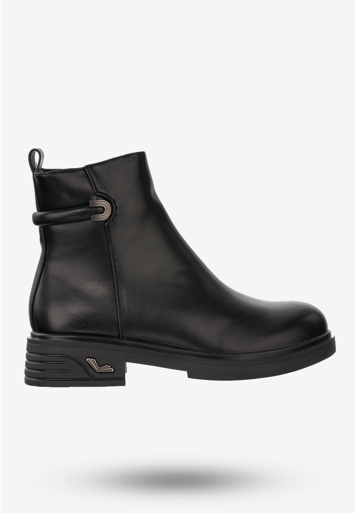 Buty Damskie Botki Ekoskóra Na Zimę Ocieplane Czarne Potocki 23-12289BK