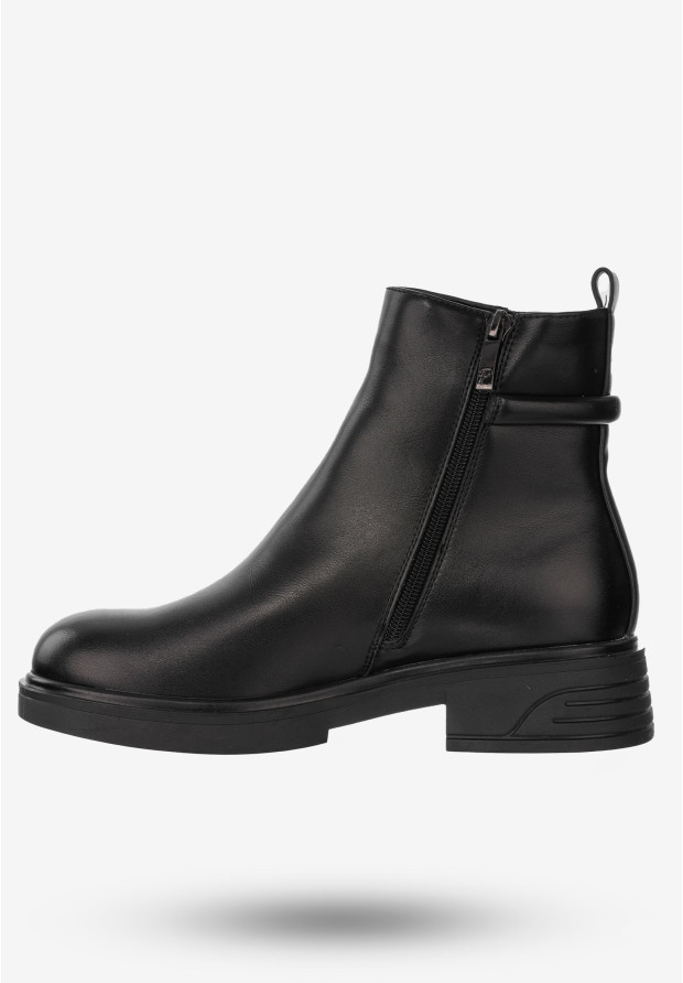 Buty Damskie Botki Ekoskóra Na Zimę Ocieplane Czarne Potocki 23-12289BK