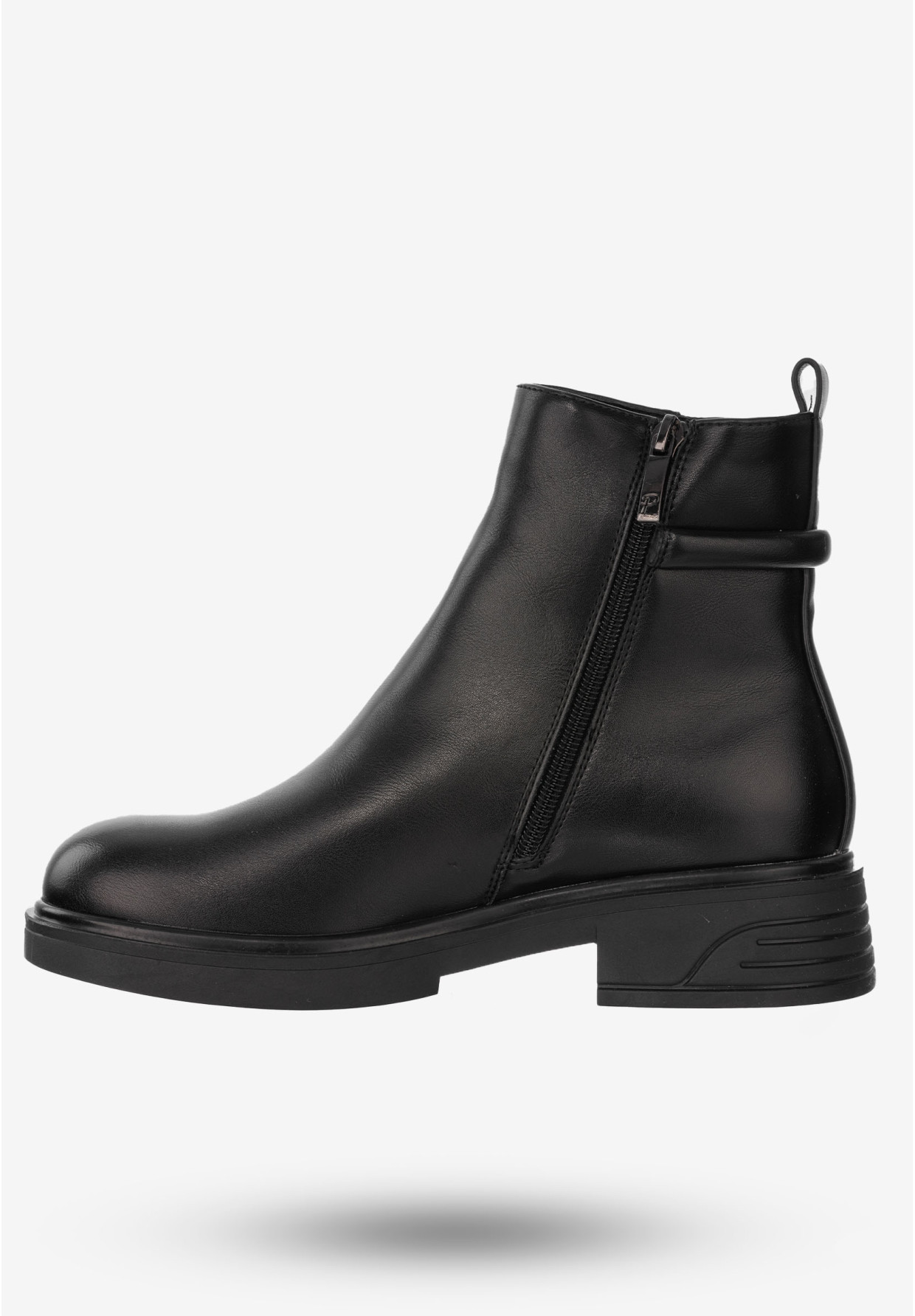 Buty Damskie Botki Ekoskóra Na Zimę Ocieplane Czarne Potocki 23-12289BK