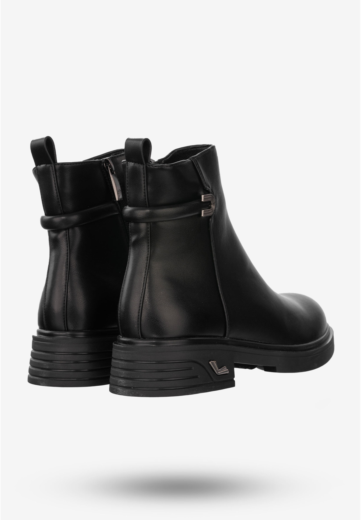Buty Damskie Botki Ekoskóra Na Zimę Ocieplane Czarne Potocki 23-12289BK