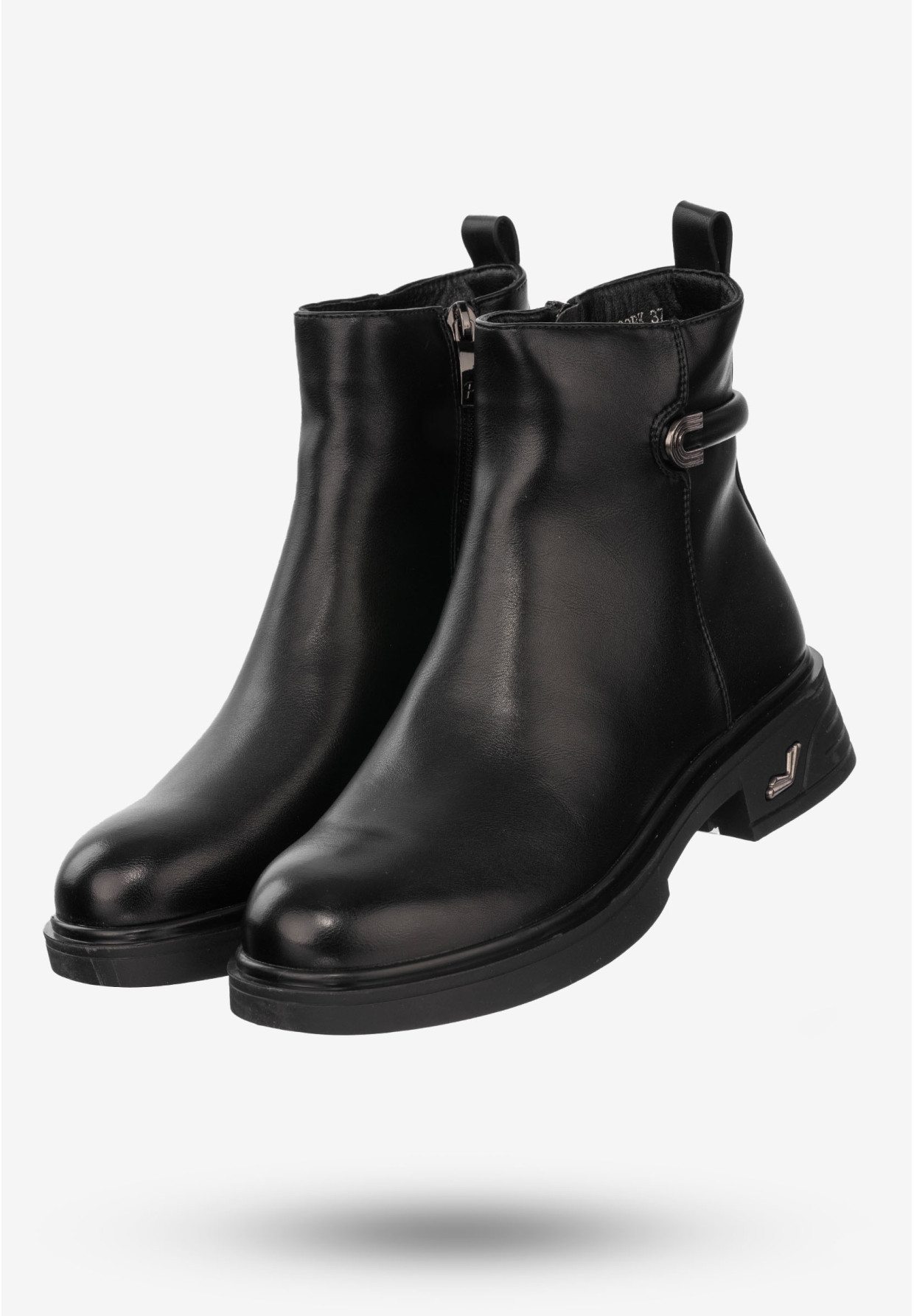 Buty Damskie Botki Ekoskóra Na Zimę Ocieplane Czarne Potocki 23-12289BK
