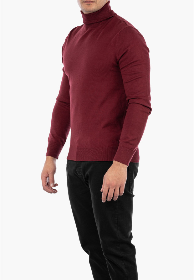 Golf Męski Elegancki Sweter Klasyczny Bordowy G-B-1-2024