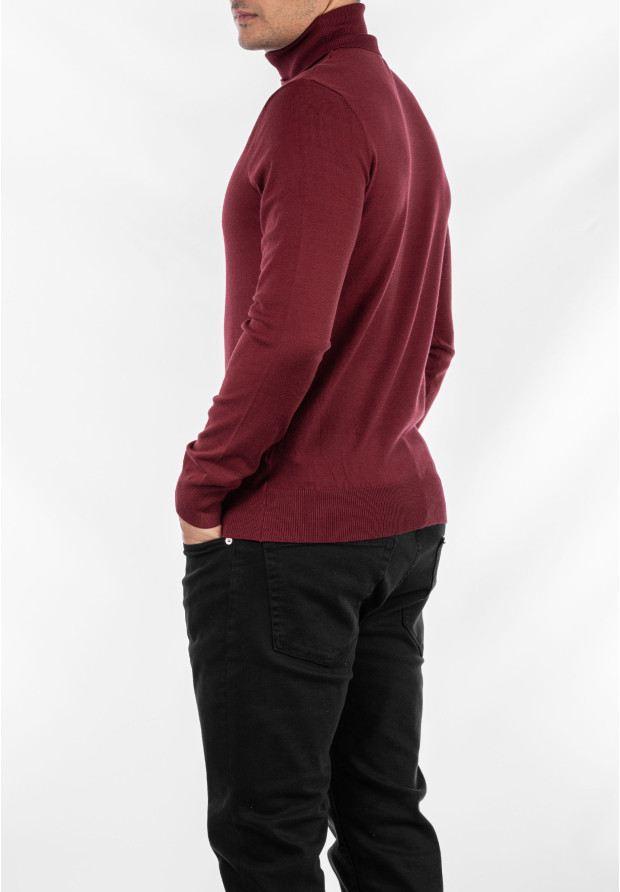 Golf Męski Elegancki Sweter Klasyczny Bordowy G-B-1-2024