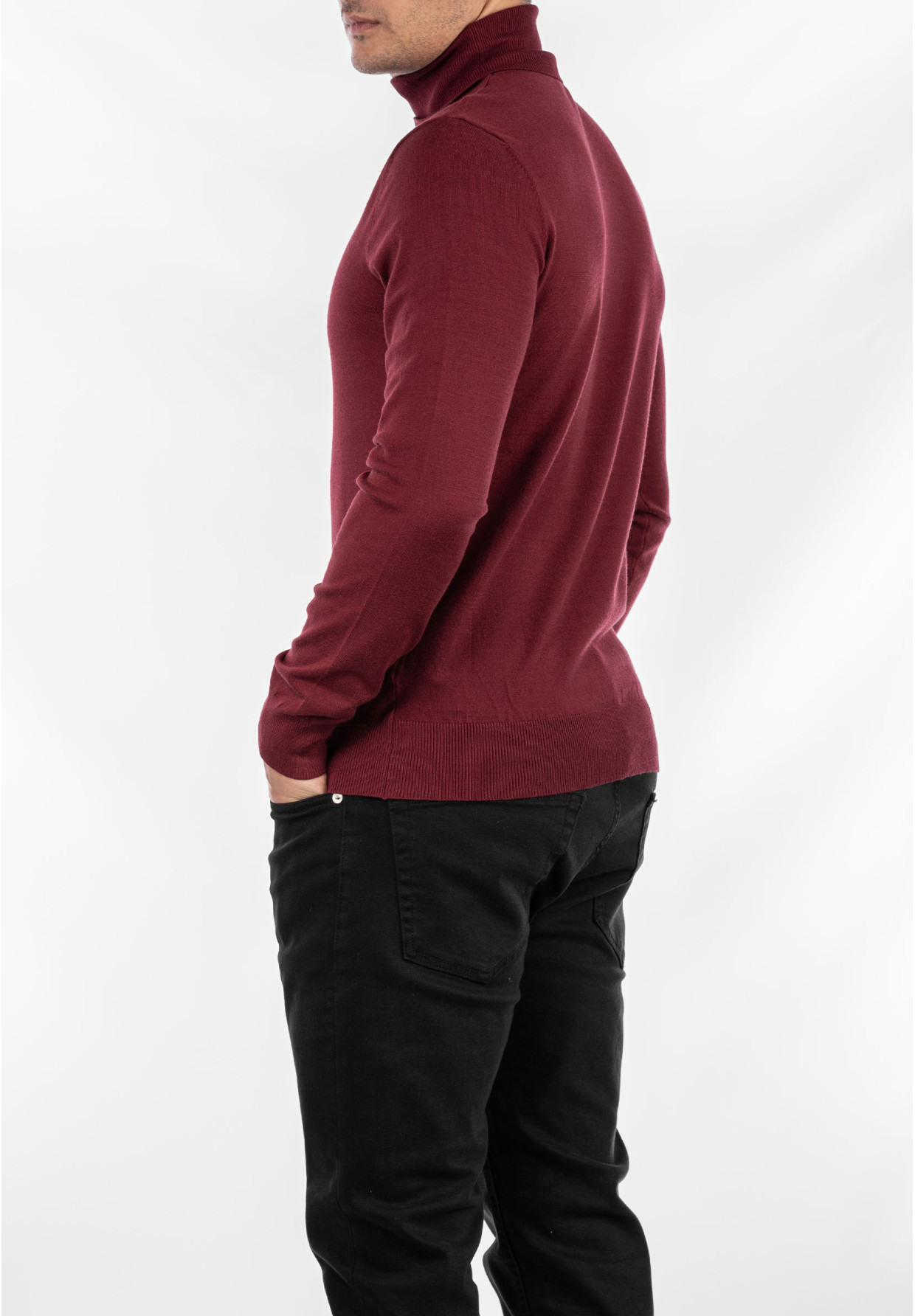 Golf Męski Elegancki Sweter Klasyczny Bordowy G-B-1-2024