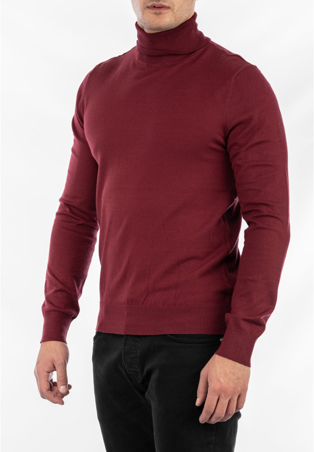 Golf Męski Elegancki Sweter Klasyczny Bordowy G-B-1-2024