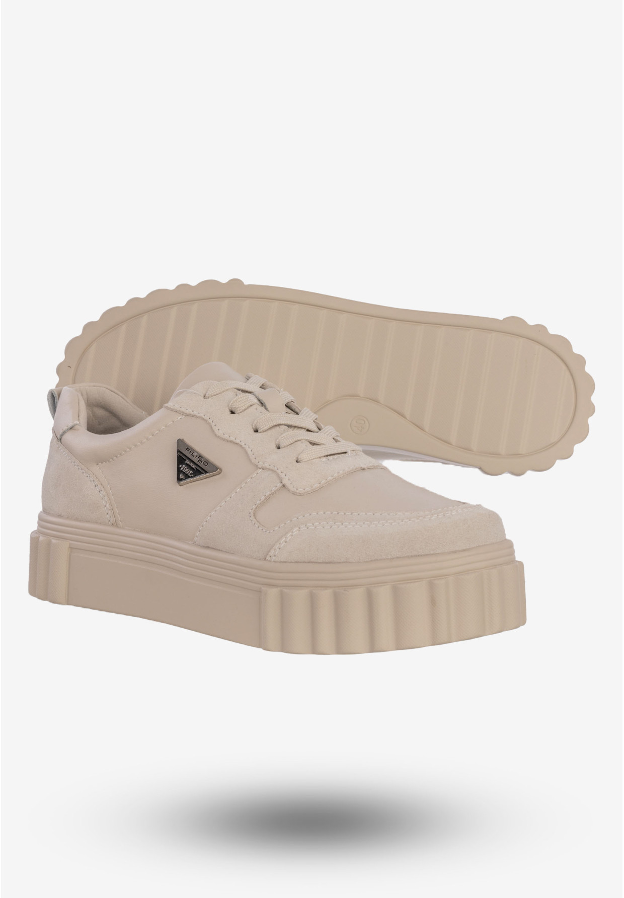 Sneakersy Damskie Buty Skórzane Sportowe Eleganckie Modne DP4913/23 BE