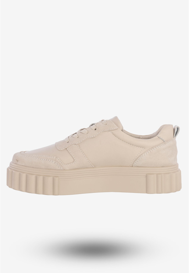 Sneakersy Damskie Buty Skórzane Sportowe Eleganckie Modne DP4913/23 BE