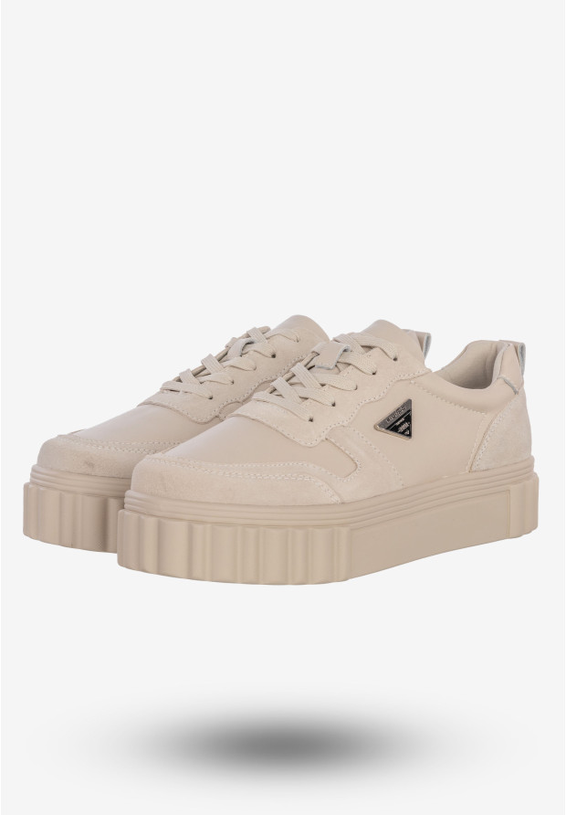 Sneakersy Damskie Buty Skórzane Sportowe Eleganckie Modne DP4913/23 BE