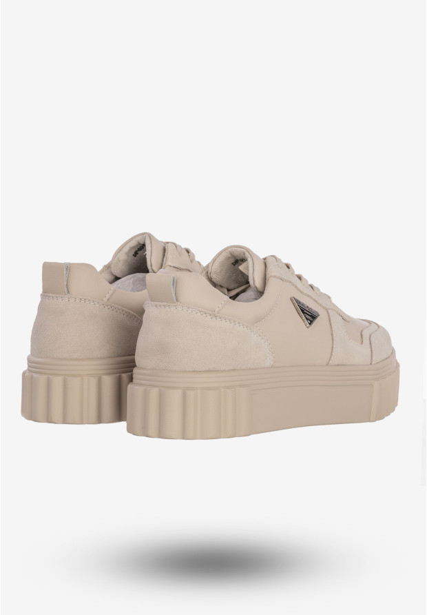 Sneakersy Damskie Buty Skórzane Sportowe Eleganckie Modne DP4913/23 BE