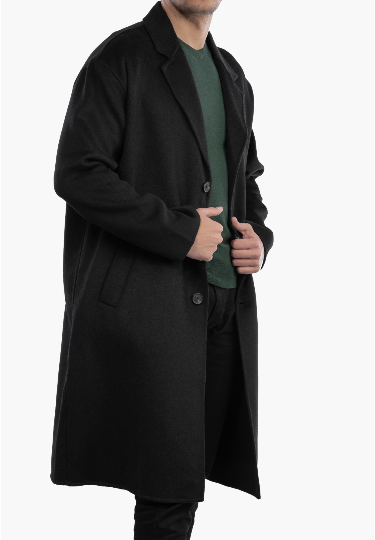 Płaszcz Męski ZARA - Czarny Klasyczny Oversize 8491/301/800