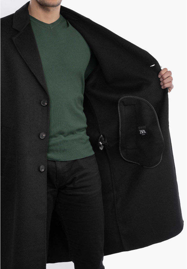 Płaszcz Męski ZARA - Czarny Klasyczny Oversize 8491/301/800