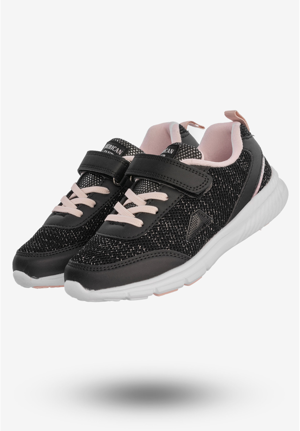 Buty Sportowe Dla Dziewczynki Dziecięce American Club Na Rzepy Czarne RL102/23