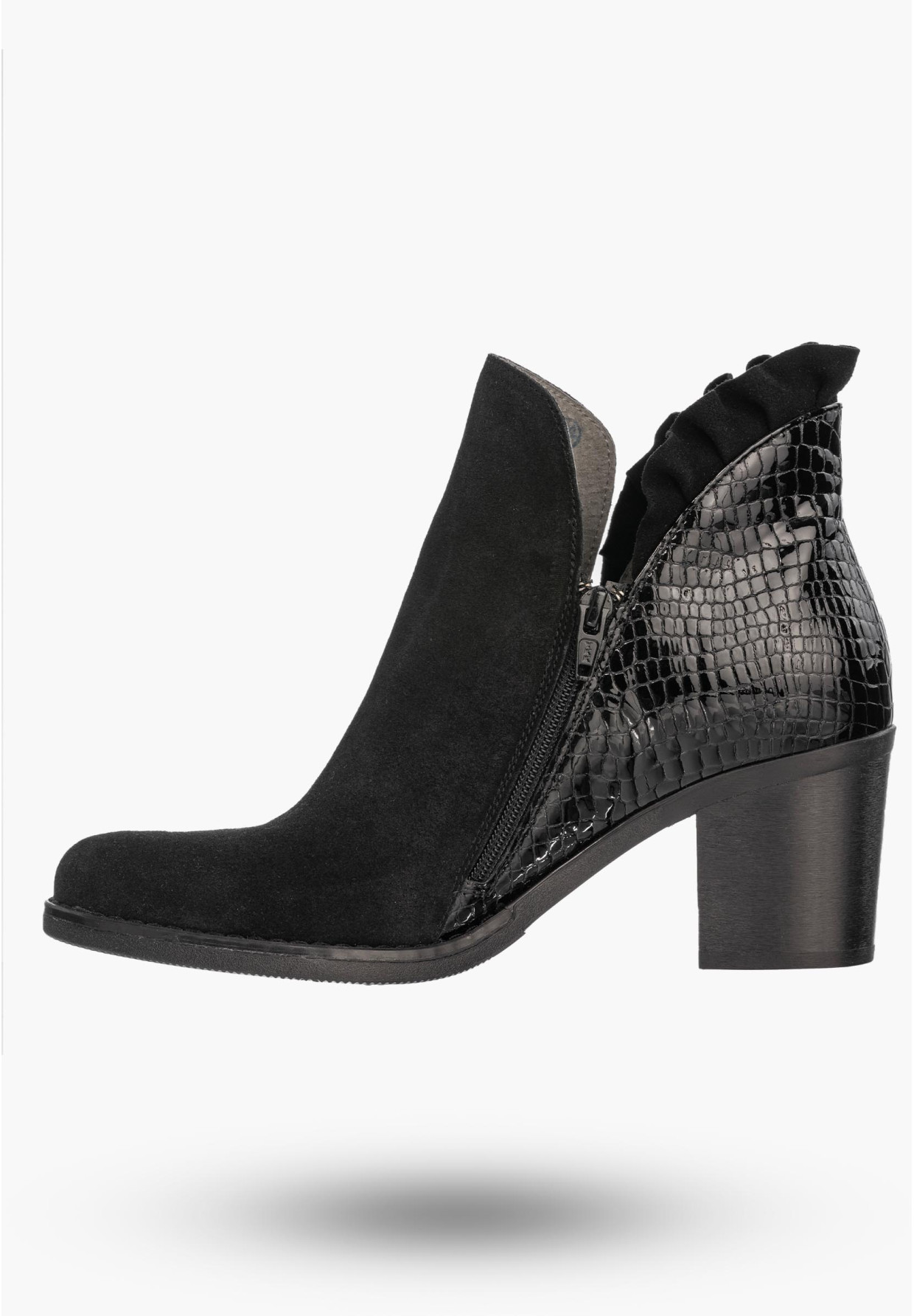 Botki Damskie Maciejka Czarne Skórzane Buty 04833-01/00-5