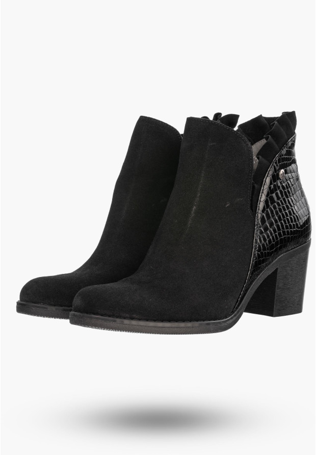 Botki Damskie Maciejka Czarne Skórzane Buty 04833-01/00-5
