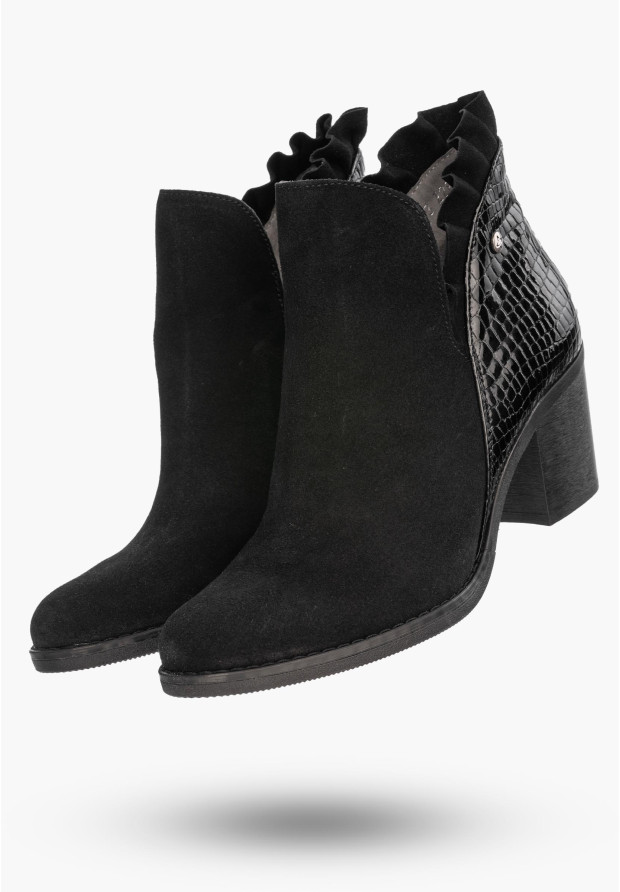 Botki Damskie Maciejka Czarne Skórzane Buty 04833-01/00-5