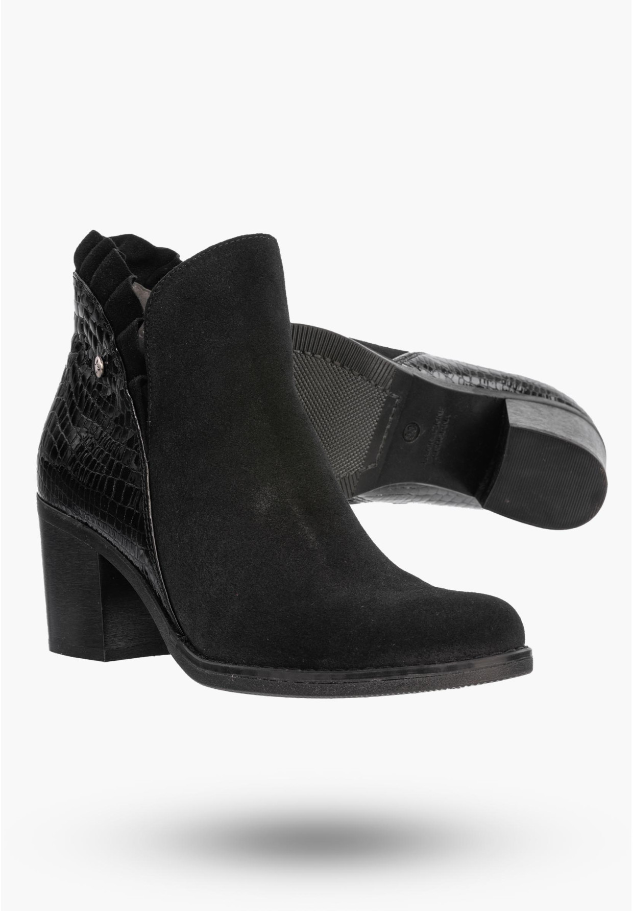 Botki Damskie Maciejka Czarne Skórzane Buty 04833-01/00-5