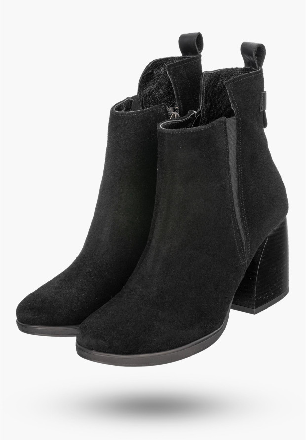 Botki Damskie Maciejka Czarne Skórzane Buty 05252-01/00-7