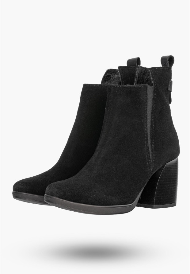 Botki Damskie Maciejka Czarne Skórzane Buty 05252-01/00-7