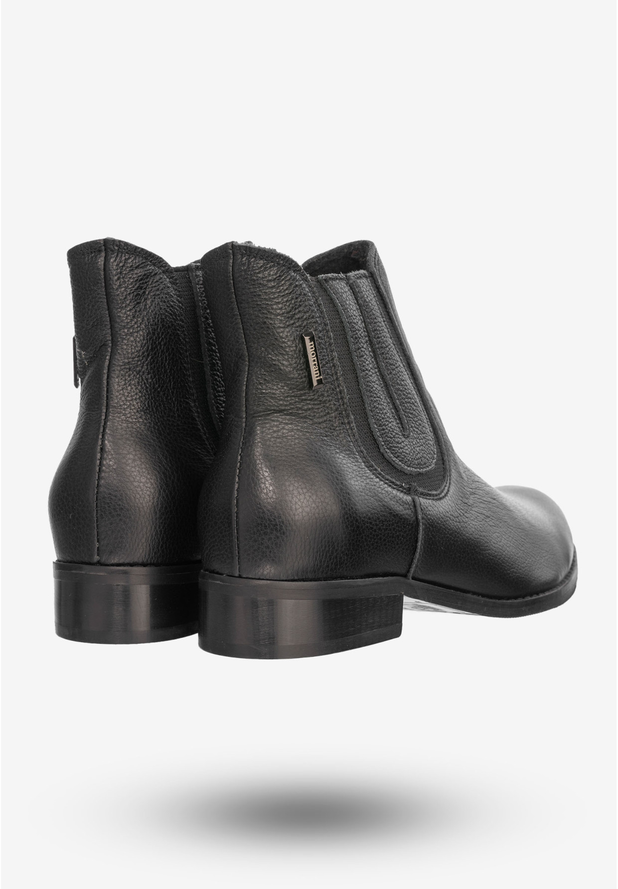 Buty Damskie Botki Ze Skóry Naturalnej Na Płaskim Obcasie Na Zimę Czarne 0139