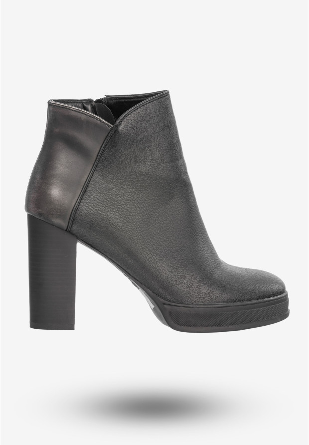 Buty Damskie Botki Na Słupku Ekoskóra Na Zimę Modne Czarne 67571