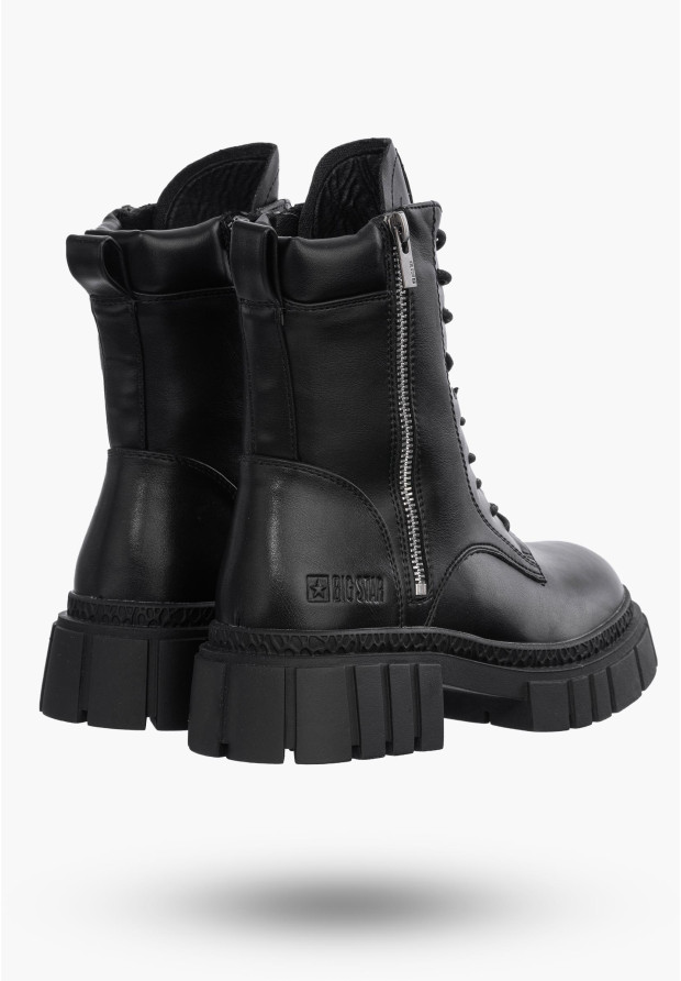 Buty Damskie BIG STAR Botki Czarne Trapery MM274578