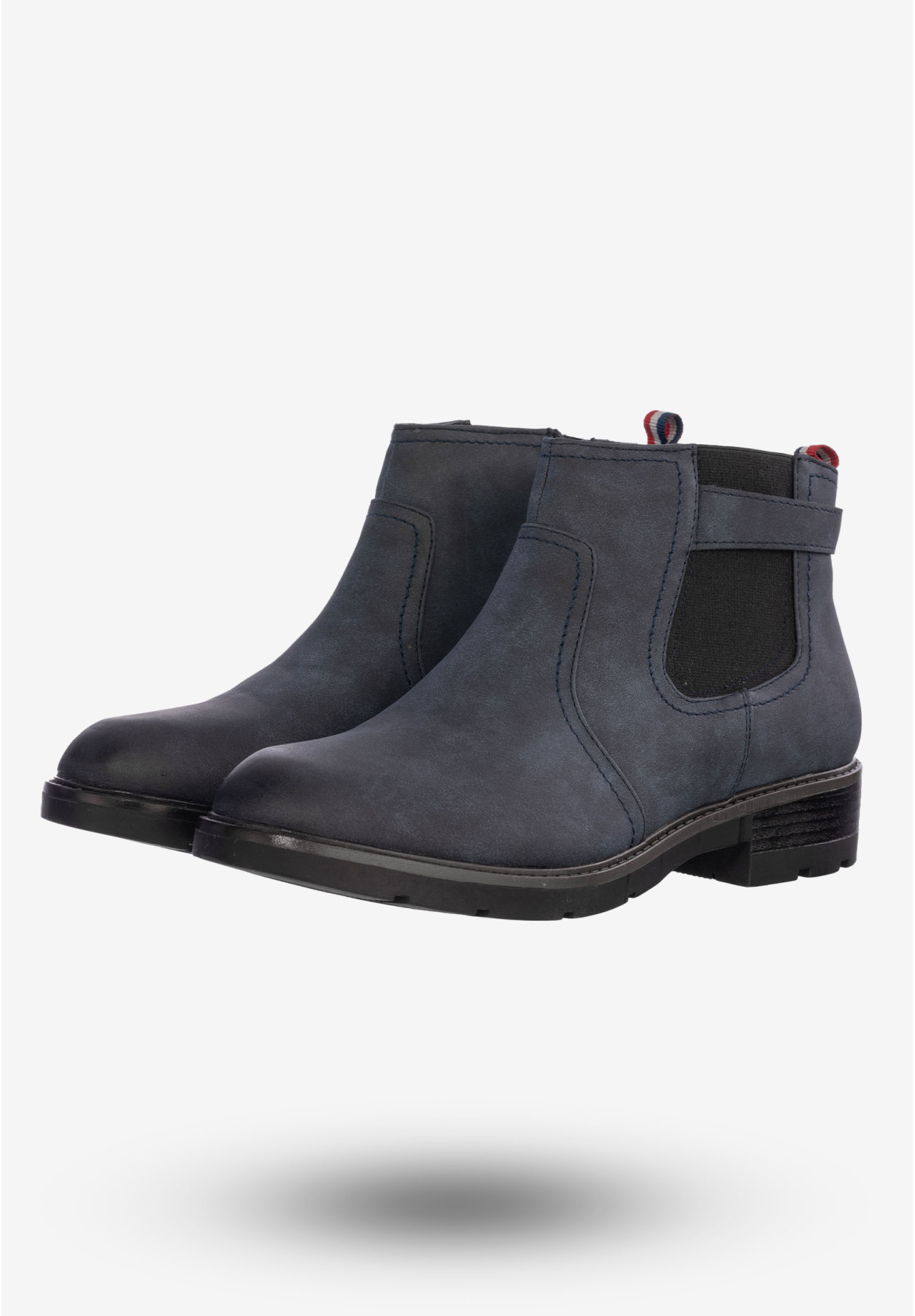 Botki Damskie Buty Ze Skóry Ekologicznej Na Zimę Granatowe MR1702-5