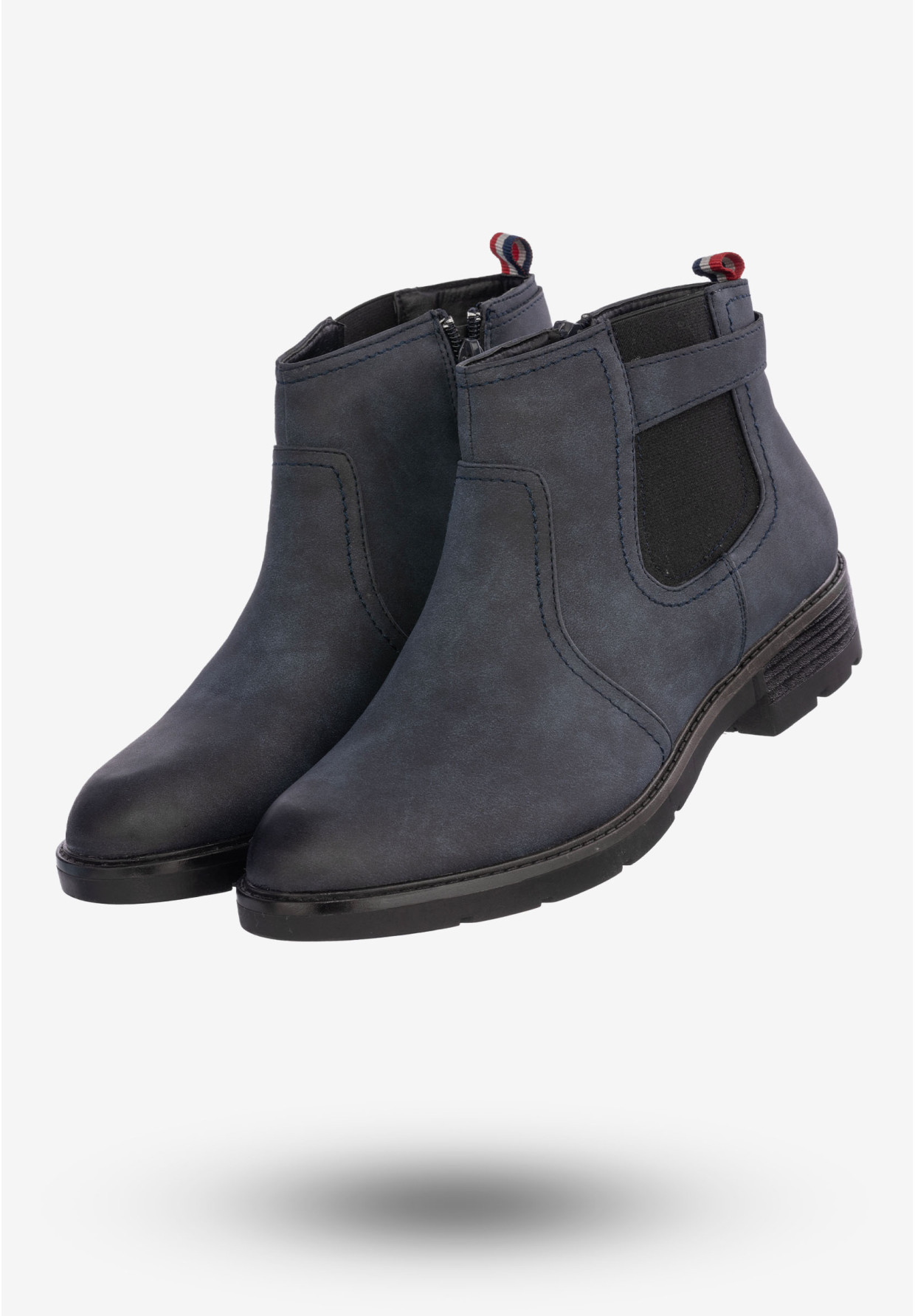 Botki Damskie Buty Ze Skóry Ekologicznej Na Zimę Granatowe MR1702-5