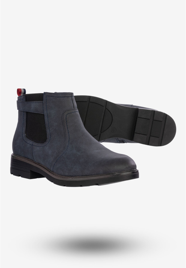 Botki Damskie Buty Ze Skóry Ekologicznej Na Zimę Granatowe MR1702-5