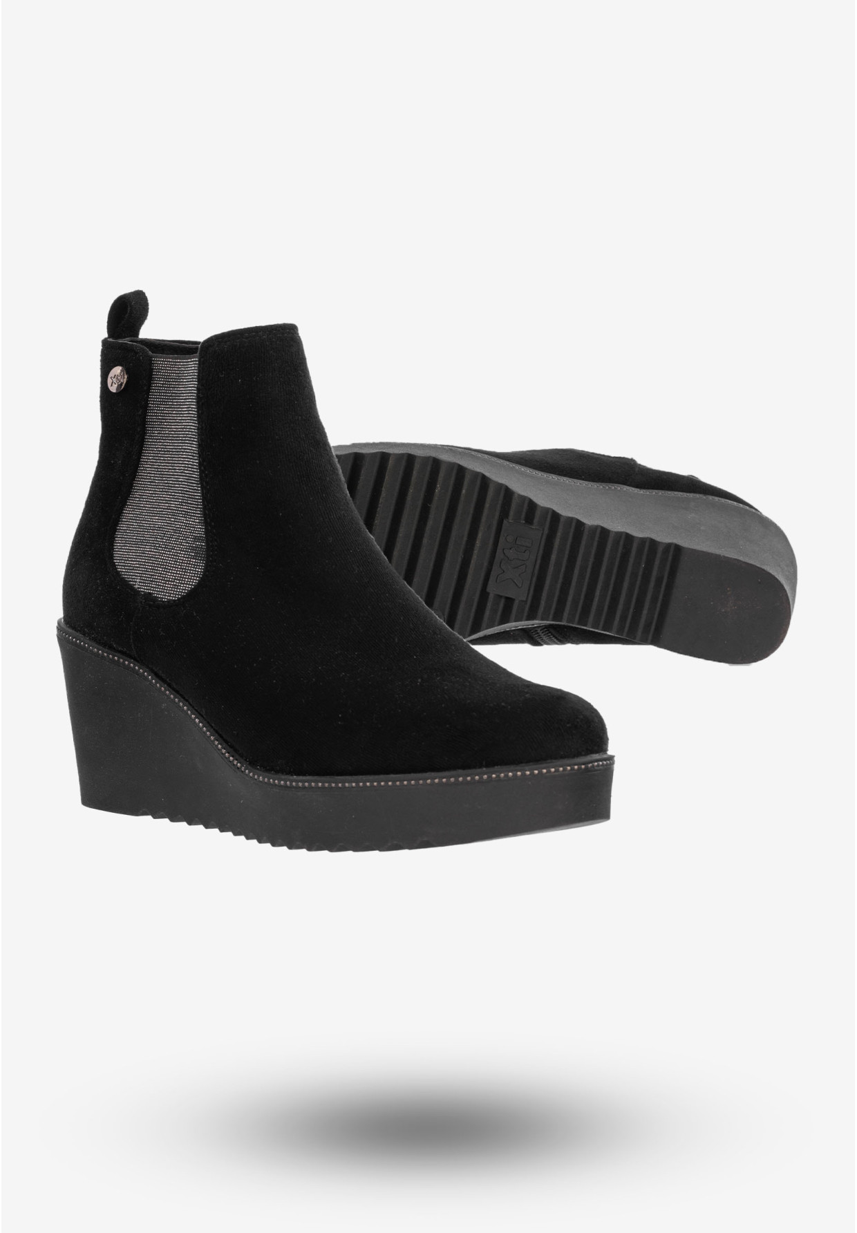 Botki Damskie Buty Na Koturnie Eleganckie Na Zimę Czarne 48451