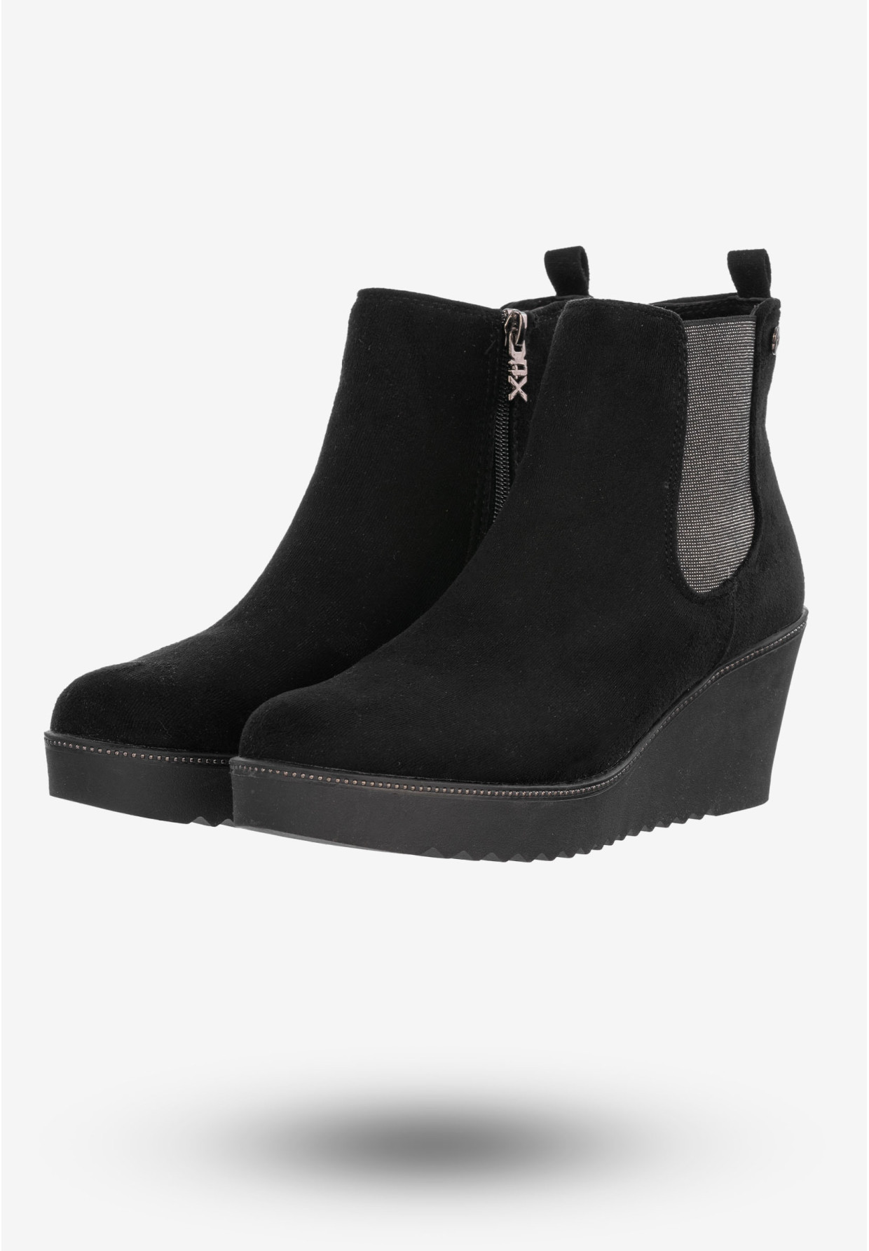 Botki Damskie Buty Na Koturnie Eleganckie Na Zimę Czarne 48451