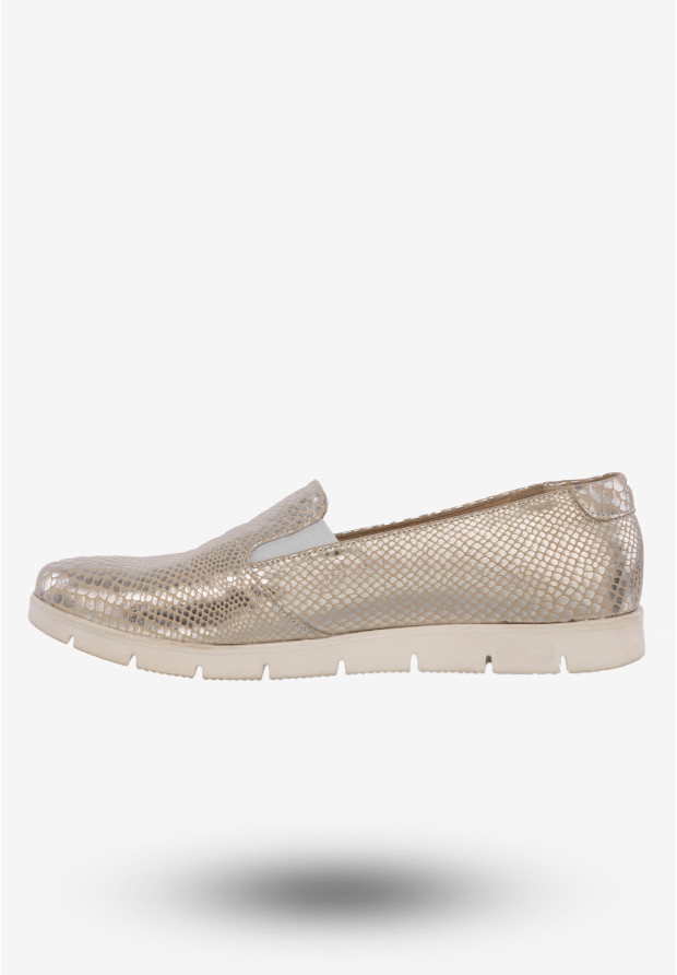 Półbuty Damskie Buty Skórzane Eleganckie Srebrne ZARANTO 401