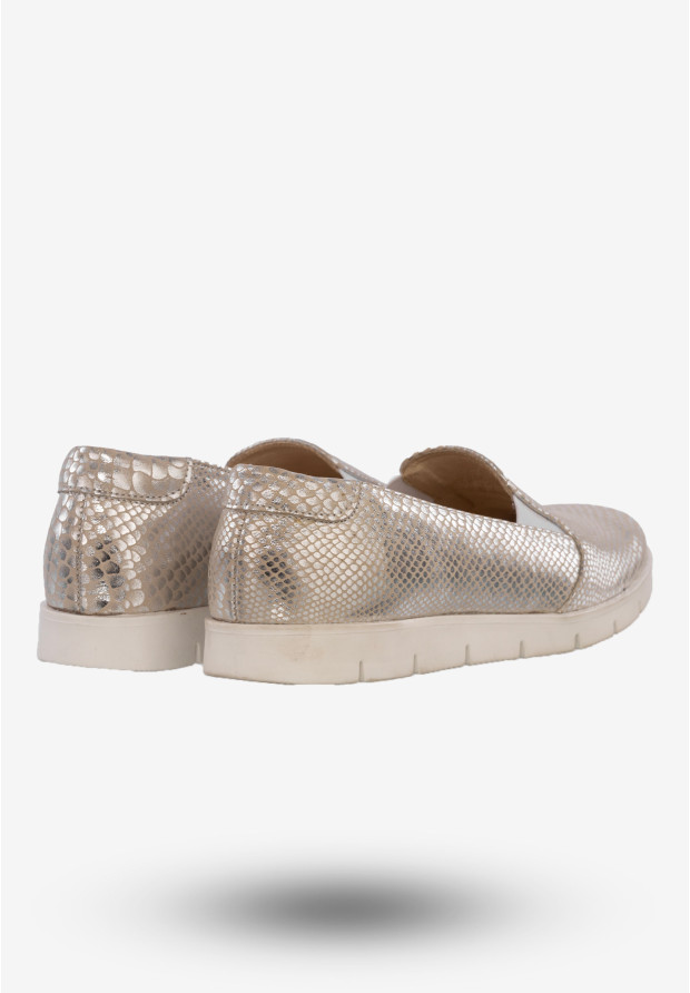 Półbuty Damskie Buty Skórzane Eleganckie Srebrne ZARANTO 401