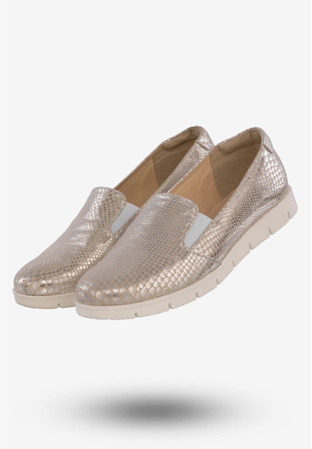 Półbuty Damskie Buty Skórzane Eleganckie Srebrne ZARANTO 401