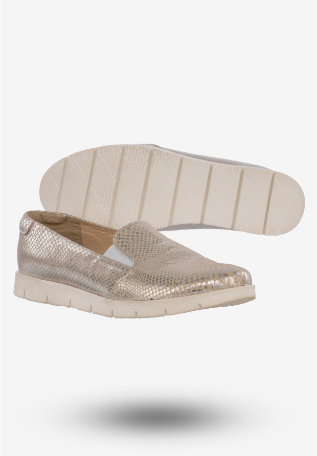 Półbuty Damskie Buty Skórzane Eleganckie Srebrne ZARANTO 401