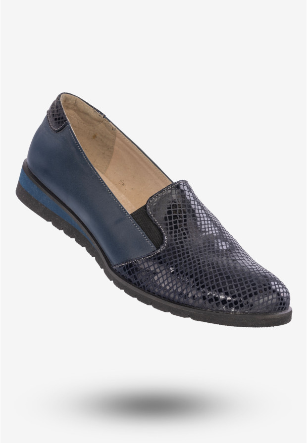 Półbuty Damskie Buty Skórzane Eleganckie Granatowe ZARANTO 402