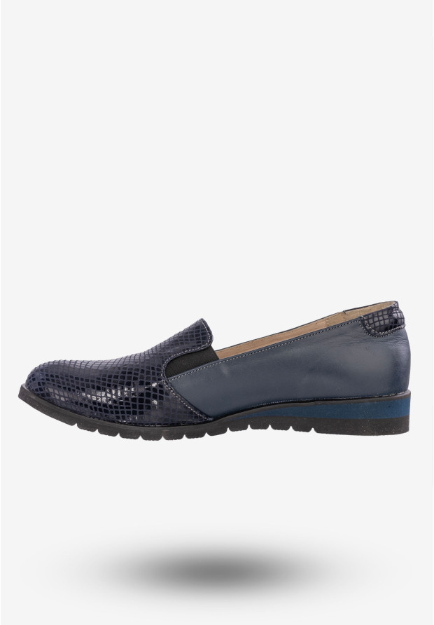 Półbuty Damskie Buty Skórzane Eleganckie Granatowe ZARANTO 402