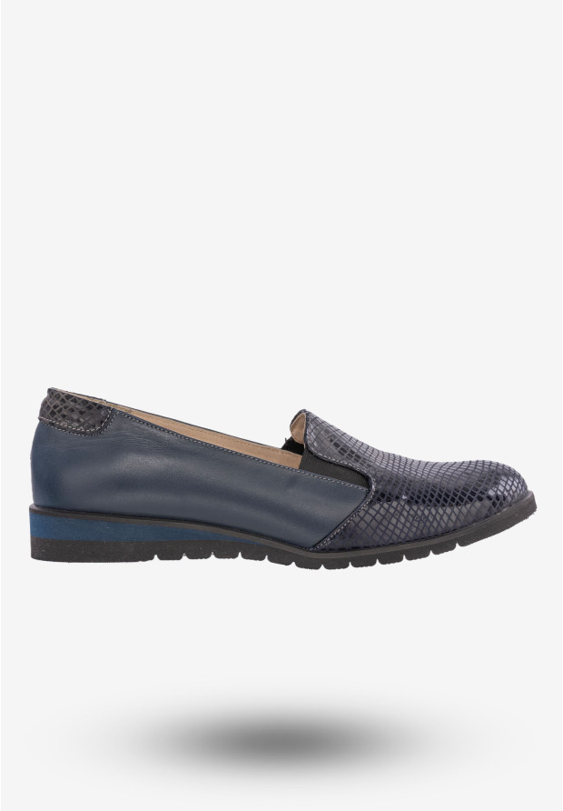 Półbuty Damskie Buty Skórzane Eleganckie Granatowe ZARANTO 402