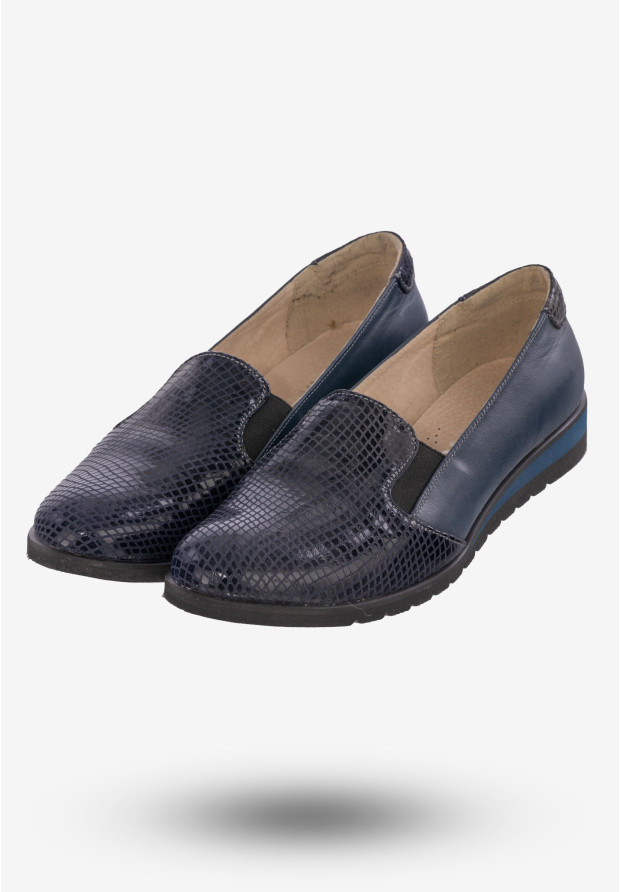 Półbuty Damskie Buty Skórzane Eleganckie Granatowe ZARANTO 402