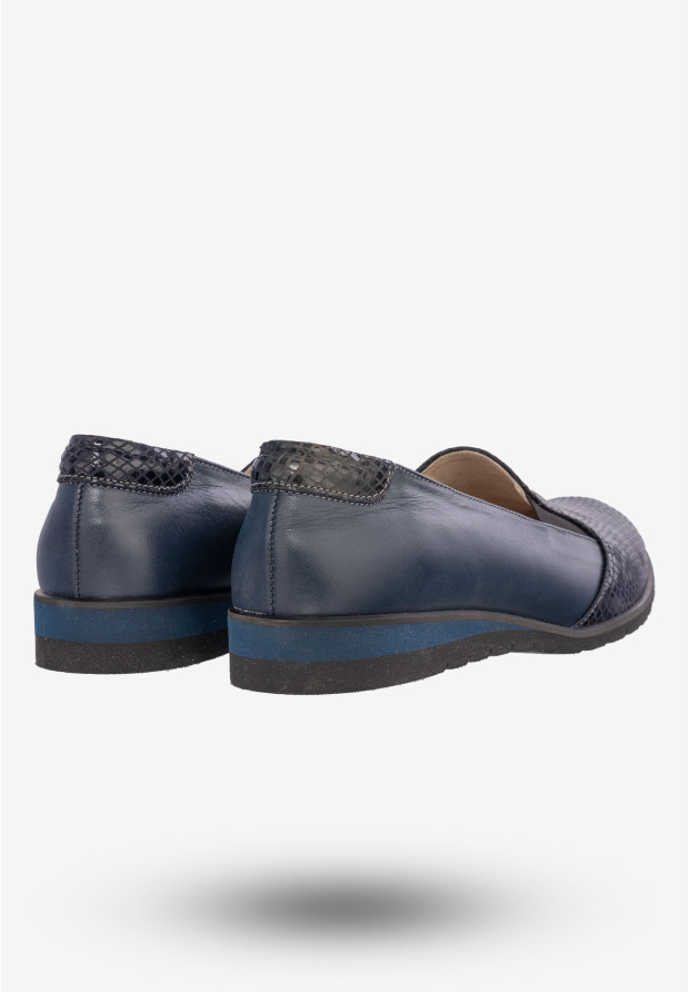 Półbuty Damskie Buty Skórzane Eleganckie Granatowe ZARANTO 402