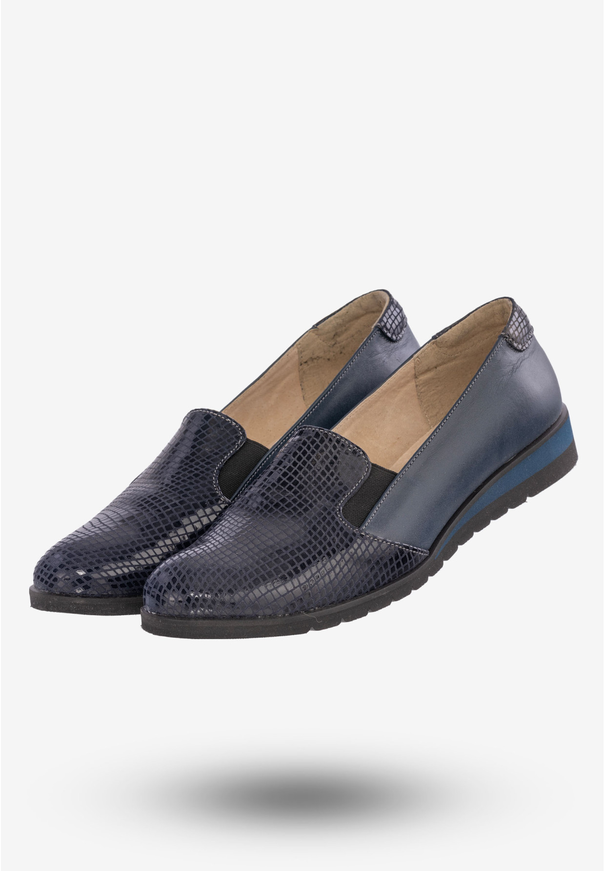 Półbuty Damskie Buty Skórzane Eleganckie Granatowe ZARANTO 402