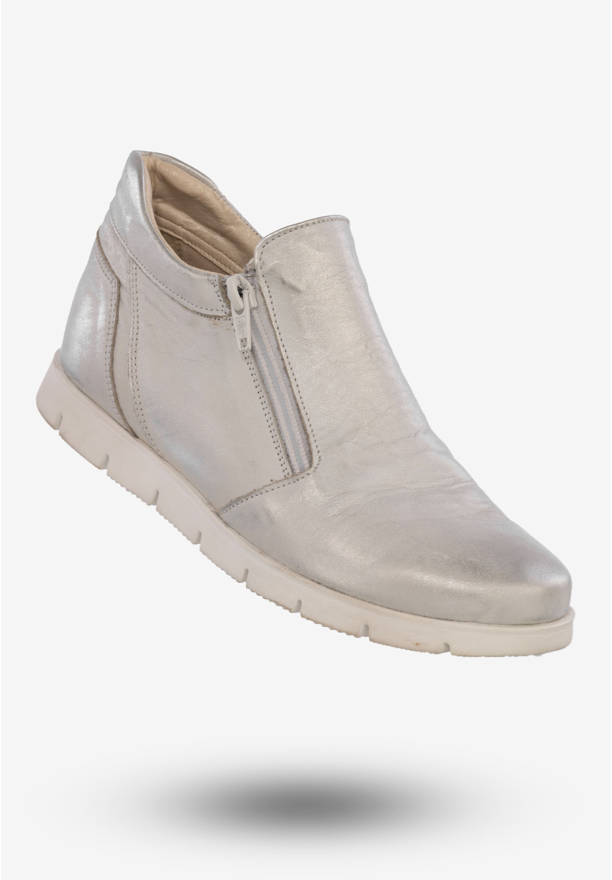 Botki Damskie Buty Skórzane Eleganckie Srebrne ZARANTO 403
