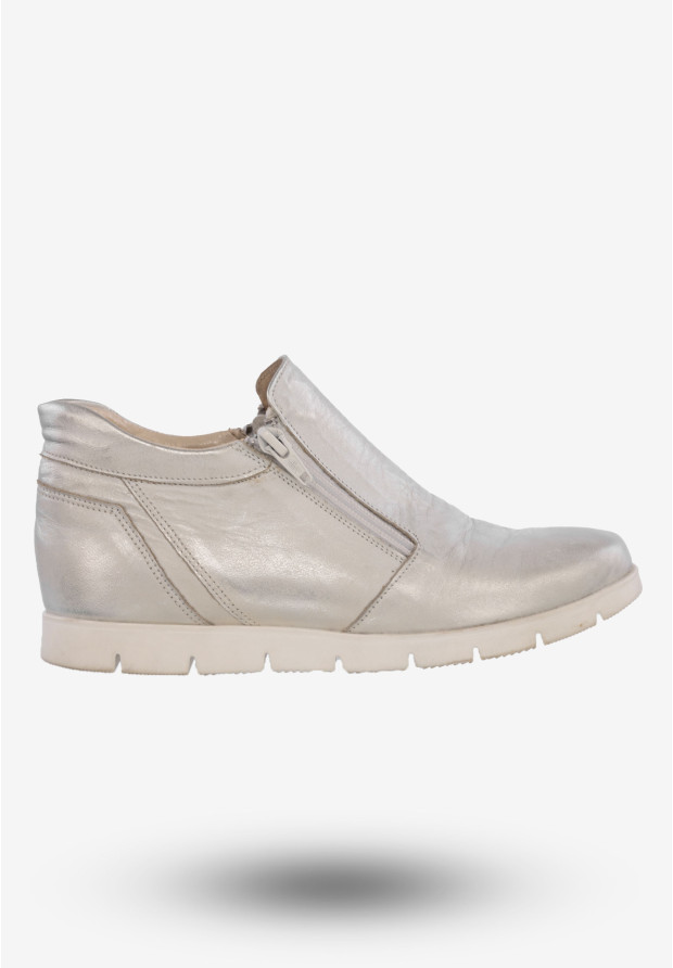 Botki Damskie Buty Skórzane Eleganckie Srebrne ZARANTO 403