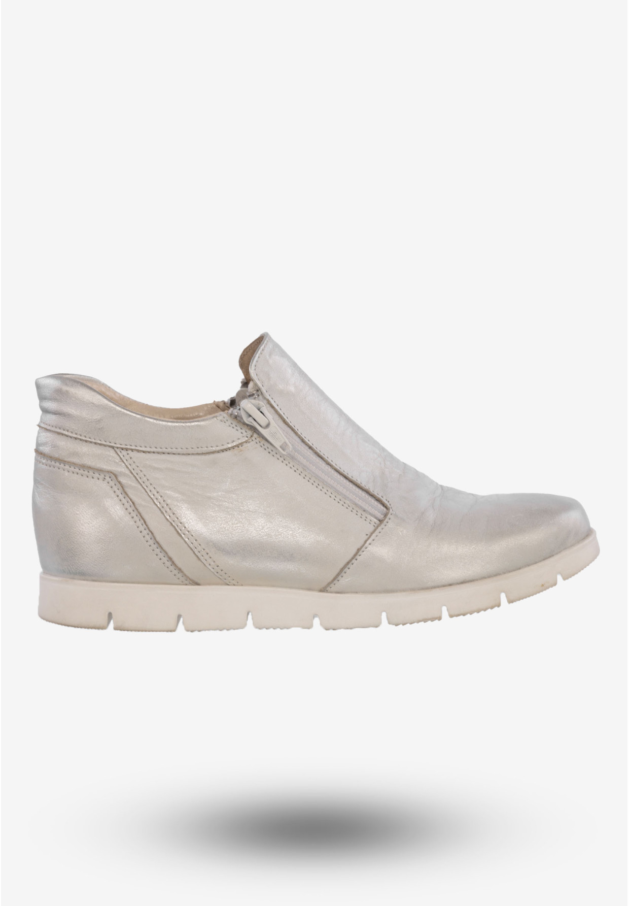 Botki Damskie Buty Skórzane Eleganckie Srebrne ZARANTO 403