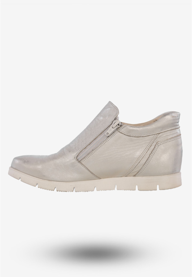 Botki Damskie Buty Skórzane Eleganckie Srebrne ZARANTO 403