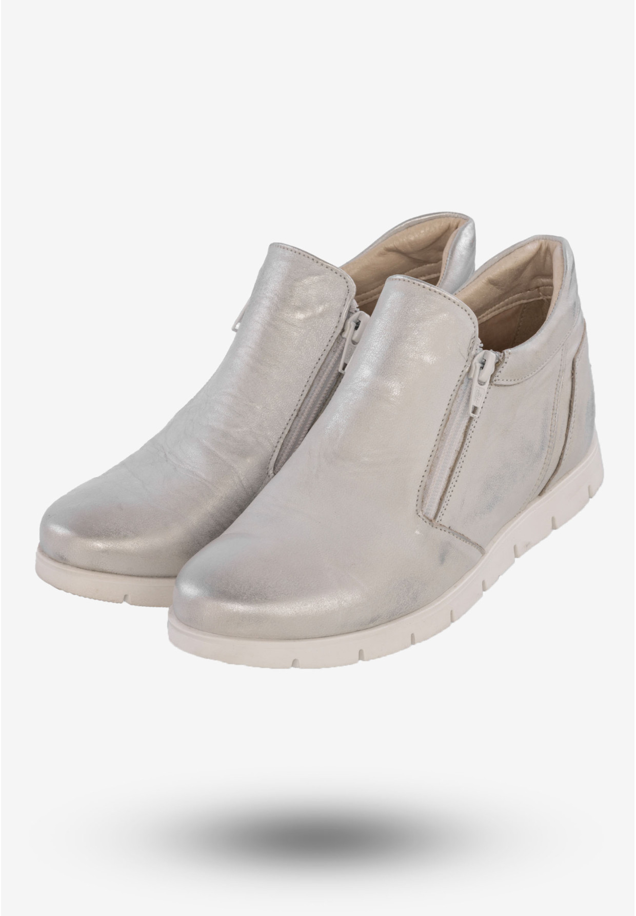 Botki Damskie Buty Skórzane Eleganckie Srebrne ZARANTO 403