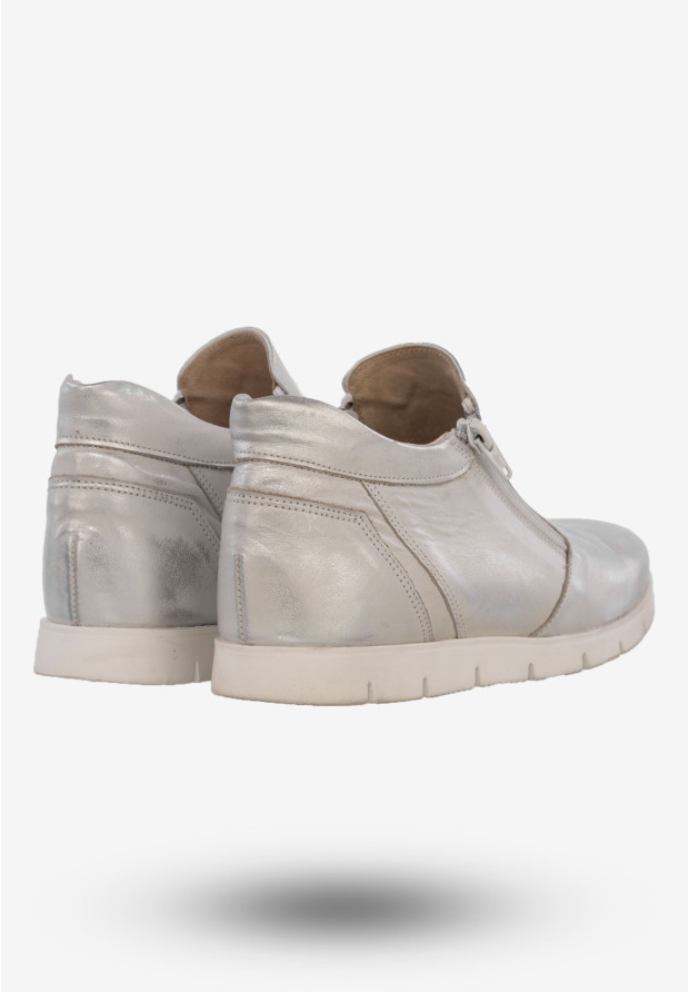 Botki Damskie Buty Skórzane Eleganckie Srebrne ZARANTO 403