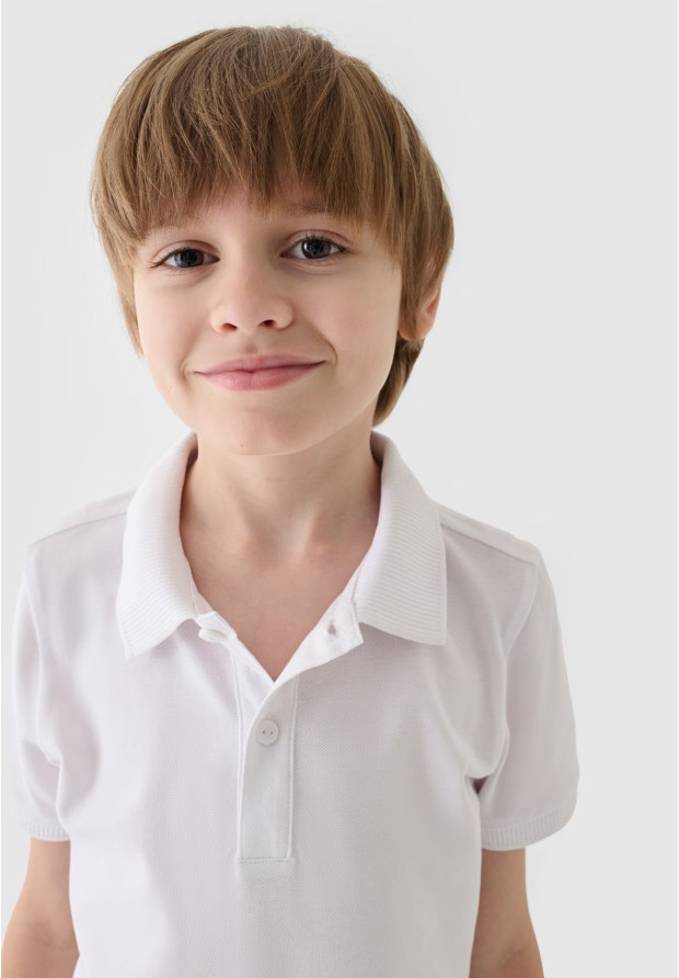 Koszulka Chłopięca 4F T-shirt Polo Biały 4FJWAW24TPTSM478